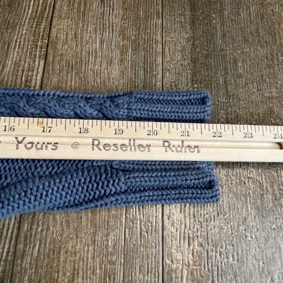 L.L. Bean Double L Cable Knit Full Zip Blue Long Sleeve Sweater Womens Medium - Picture 5 of 5